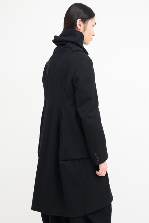 Comme des Garçons Black Wool Draped Layered Coat