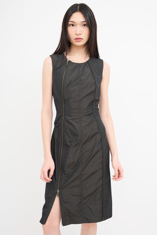 Comrags Dark Grey Zipper Midi Dress