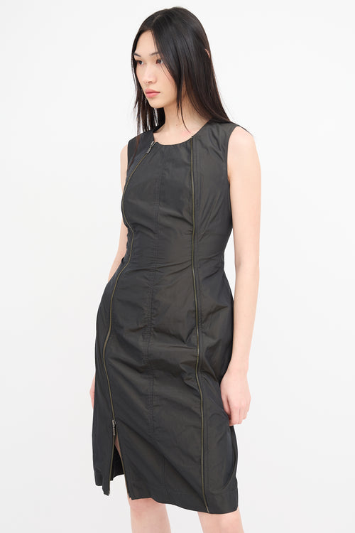 Comrags Dark Grey Zipper Midi Dress