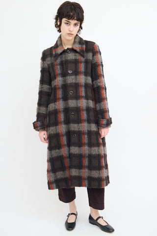 Comrags Brown 
Multi Wool Plaid Coat