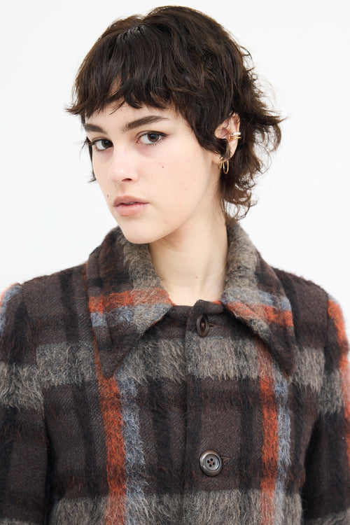 Comrags Brown 
Multi Wool Plaid Coat