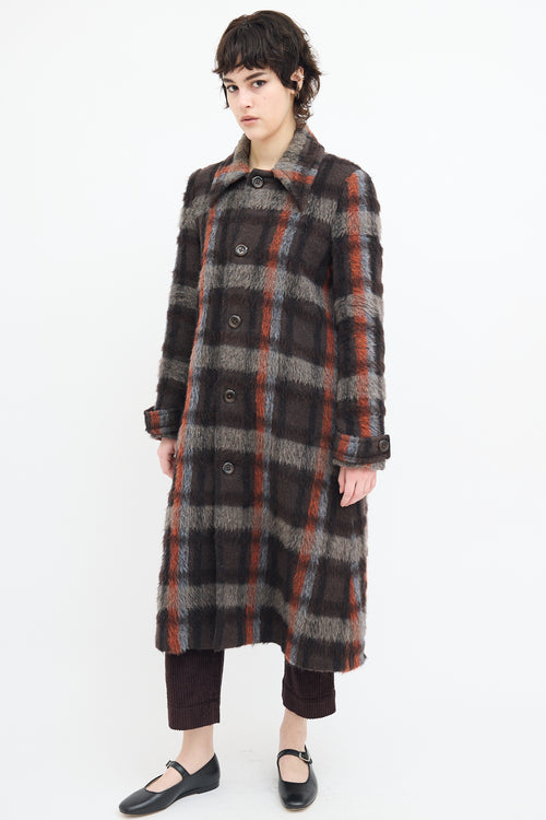 Comrags Brown 
Multi Wool Plaid Coat