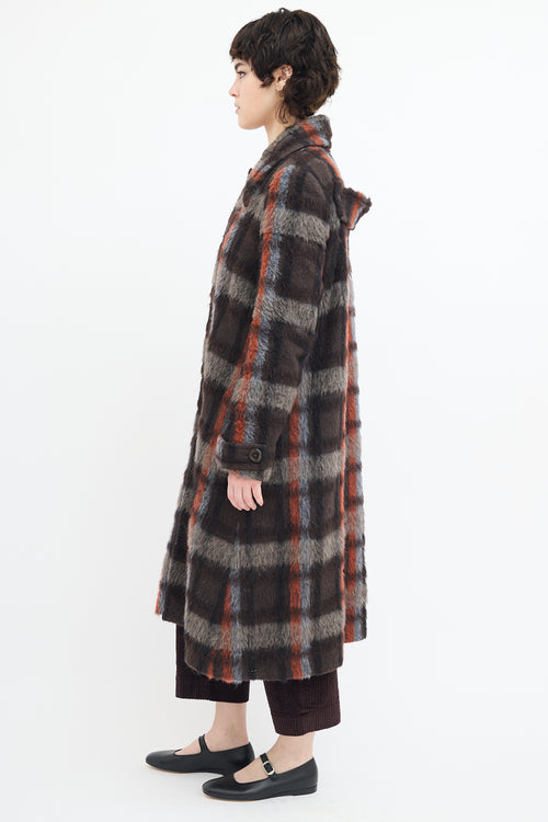 Comrags Brown 
Multi Wool Plaid Coat