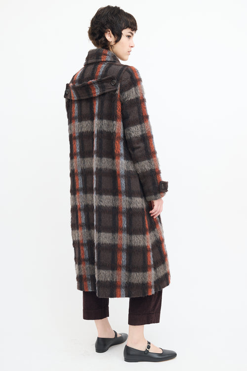 Comrags Brown 
Multi Wool Plaid Coat