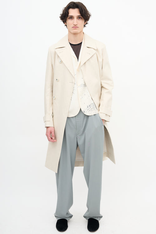 COS Beige Linen Belted Trench Coat