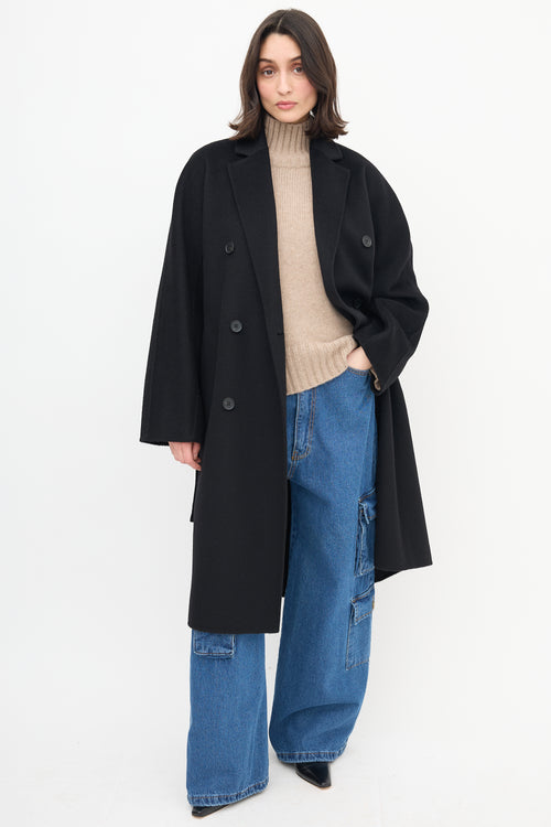 COS Black Wool Double Breasted Coat