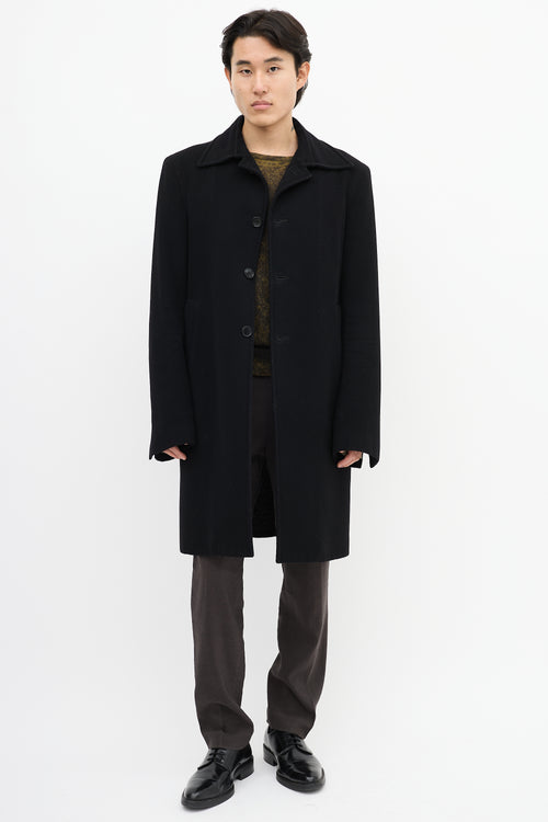 Costume National Black Wool Long Coat