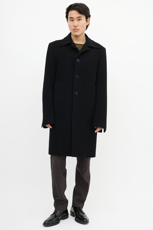 Costume National Black Wool Long Coat