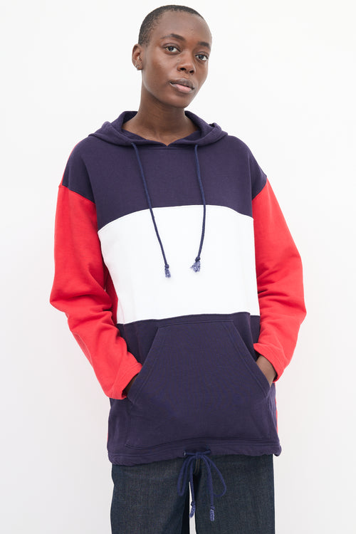 Courrèges Navy 
Multi Colour Block Logo Hoodie