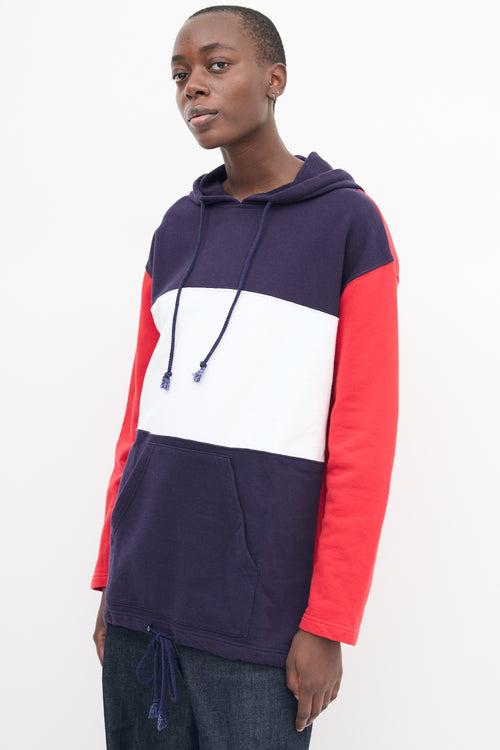 Courrèges Navy 
Multi Colour Block Logo Hoodie