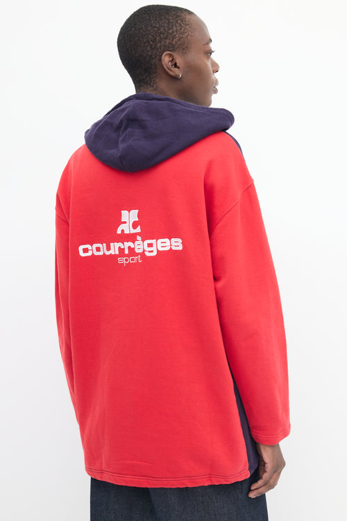 Courrèges Navy 
Multi Colour Block Logo Hoodie