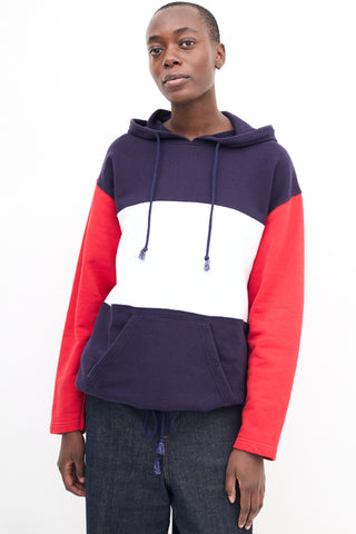 Courrèges Navy 
Multi Colour Block Logo Hoodie