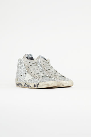 Golden Goose Silver Francy Metallic Glitter Sneaker