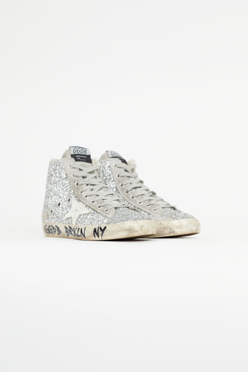 Golden Goose Silver Francy Metallic Glitter Sneaker