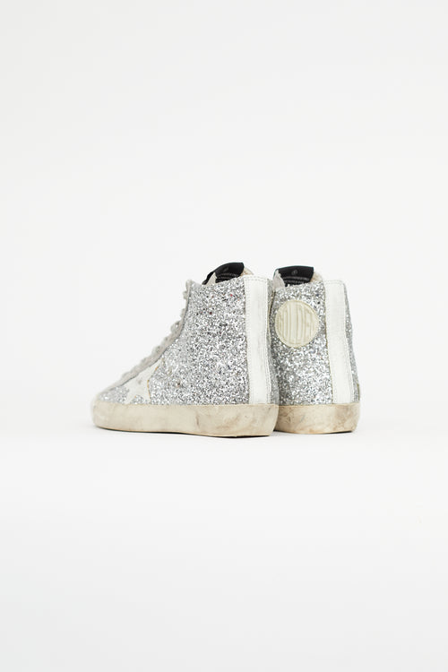 Golden Goose Silver Francy Metallic Glitter Sneaker