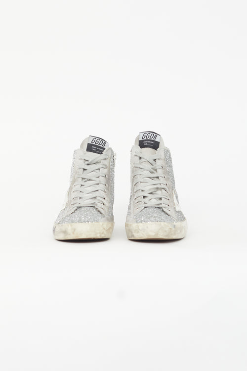 Golden Goose Silver Francy Metallic Glitter Sneaker