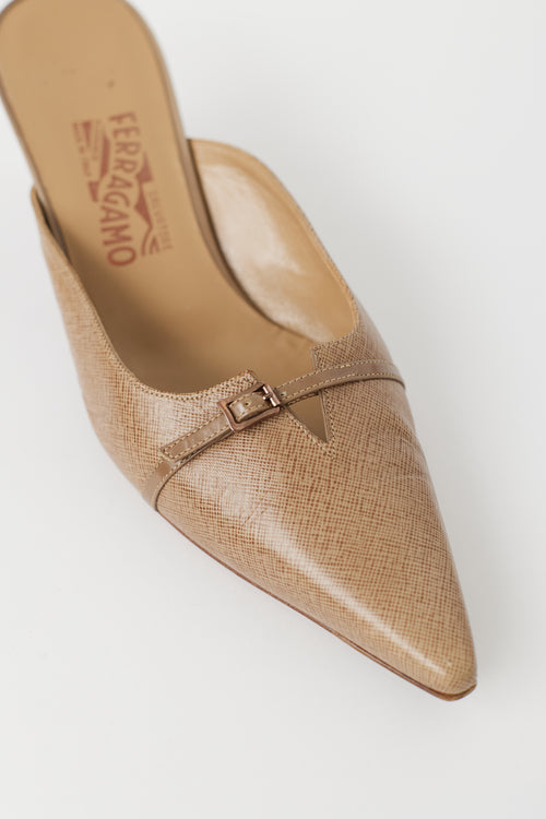 Ferragamo Brown Leather Pointed Toe Mule