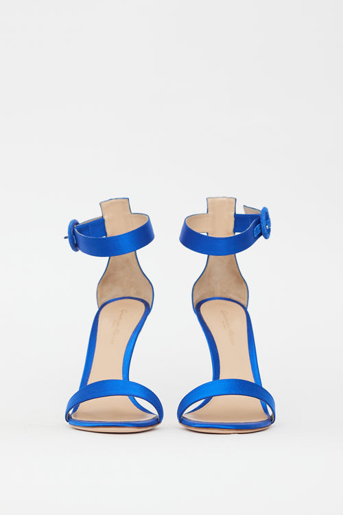 Gianvito Rossi Blue Satin Portofino 105 Heel