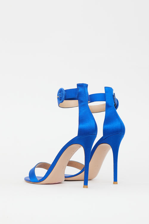 Gianvito Rossi Blue Satin Portofino 105 Heel