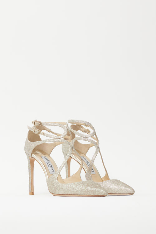 Jimmy Choo Gold Glitter Lancer 100 Heel