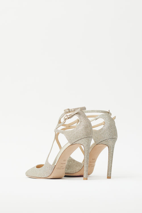 Jimmy Choo Gold Glitter Lancer 100 Heel