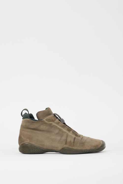 Prada Green Suede Drawstring Sneaker