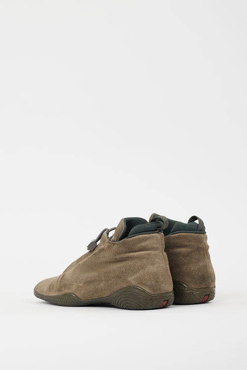 Prada Green Suede Drawstring Sneaker