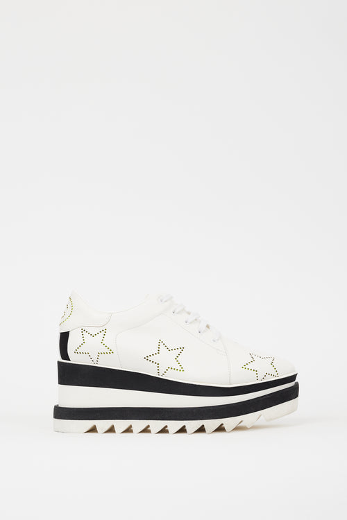 Stella McCartney White 
Black Faux Leather Elyse Star Platform Sneaker