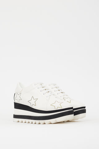 Stella McCartney White 
Black Faux Leather Elyse Star Platform Sneaker