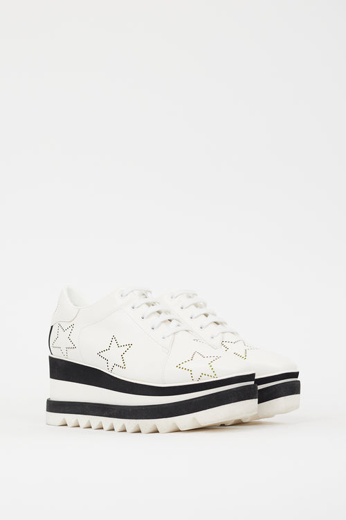 Stella McCartney White 
Black Faux Leather Elyse Star Platform Sneaker