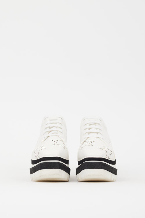 Stella McCartney White 
Black Faux Leather Elyse Star Platform Sneaker