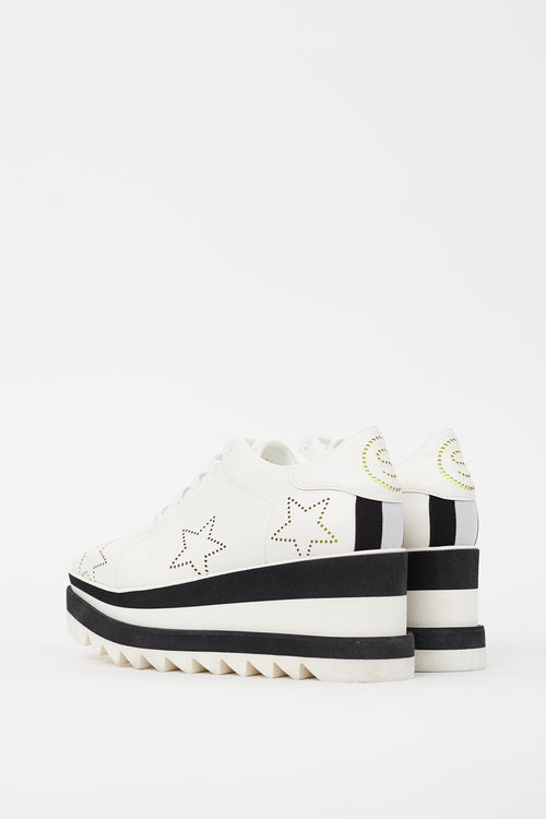 Stella McCartney White 
Black Faux Leather Elyse Star Platform Sneaker