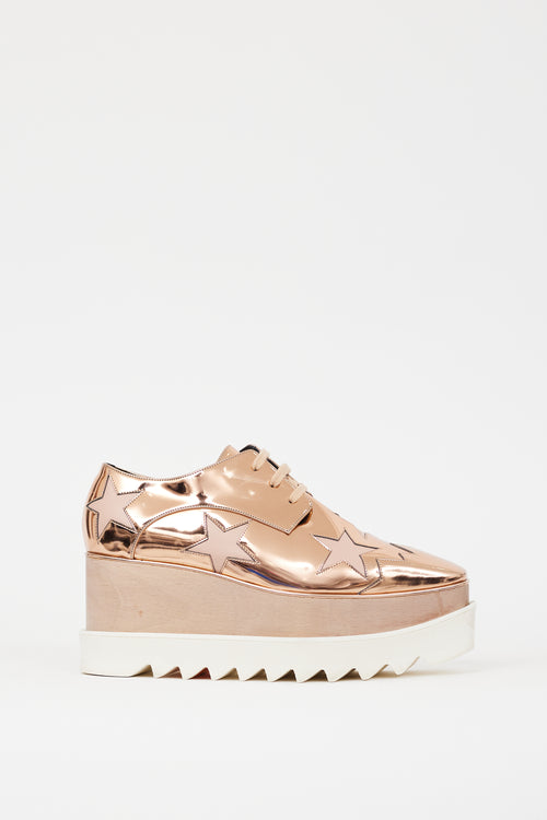 Stella McCartney Pink 
White Faux Leather Elyse Metallic Platform Sneaker