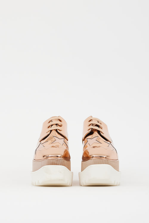 Stella McCartney Pink 
White Faux Leather Elyse Metallic Platform Sneaker