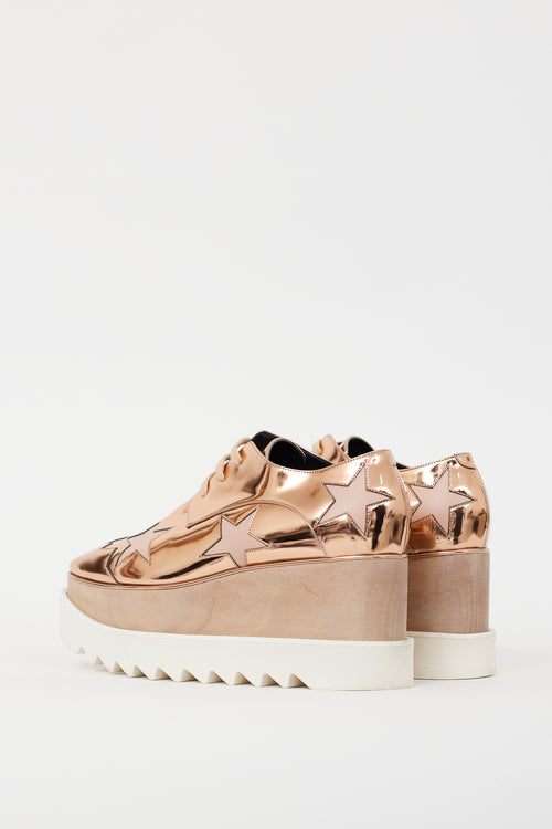 Stella McCartney Pink 
White Faux Leather Elyse Metallic Platform Sneaker