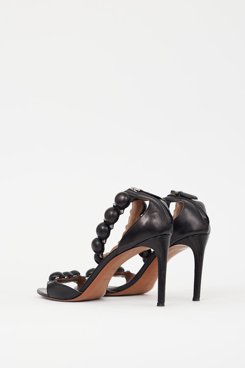 Alaïa Black 
Silver Leather Bombe Sandal