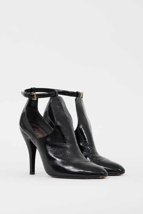 Gucci Black Patent Leather Cut Out Boot