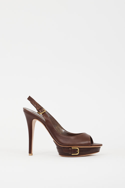 Gianvito Rossi Brown Leather Buckle Sandal