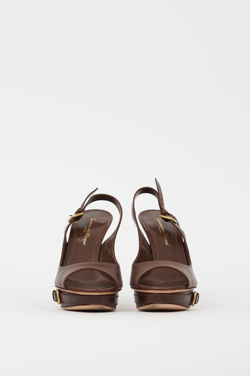 Gianvito Rossi Brown Leather Buckle Sandal