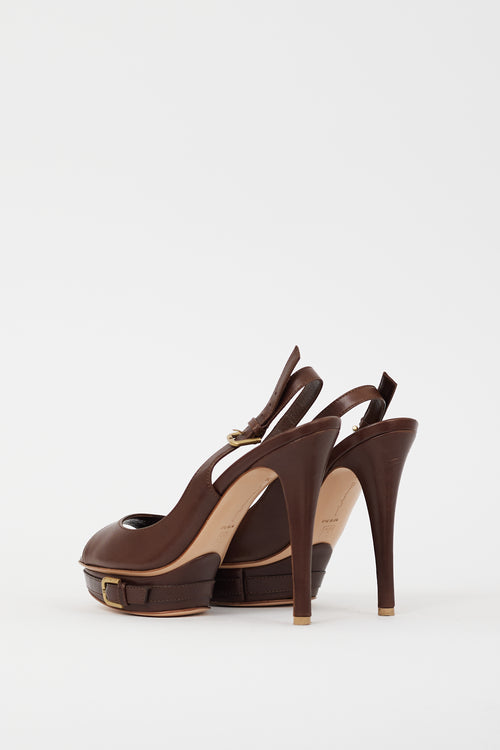 Gianvito Rossi Brown Leather Buckle Sandal