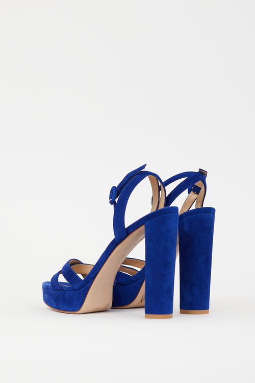 Gianvito Rossi Blue Suede Poppy Platform Sandal