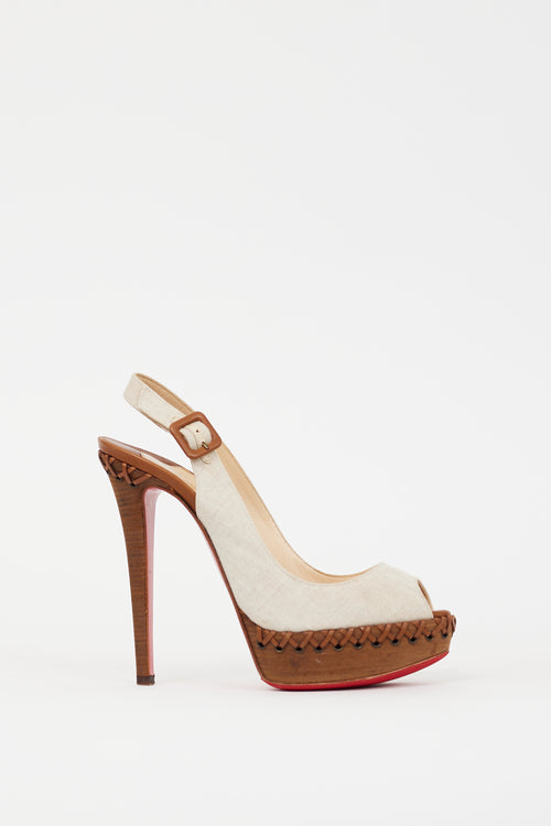 Christian Louboutin Beige Lady Indiana Cross Stitch Sandal