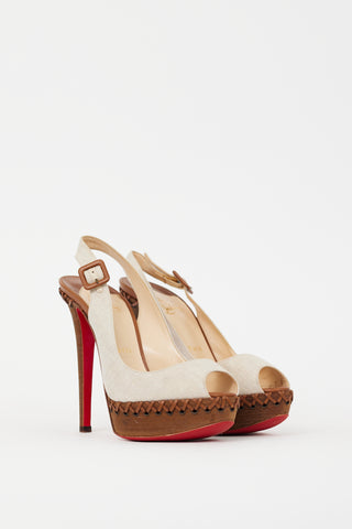 Christian Louboutin Beige Lady Indiana Cross Stitch Sandal