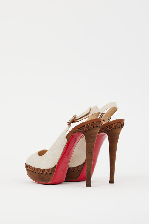 Christian Louboutin Beige Lady Indiana Cross Stitch Sandal