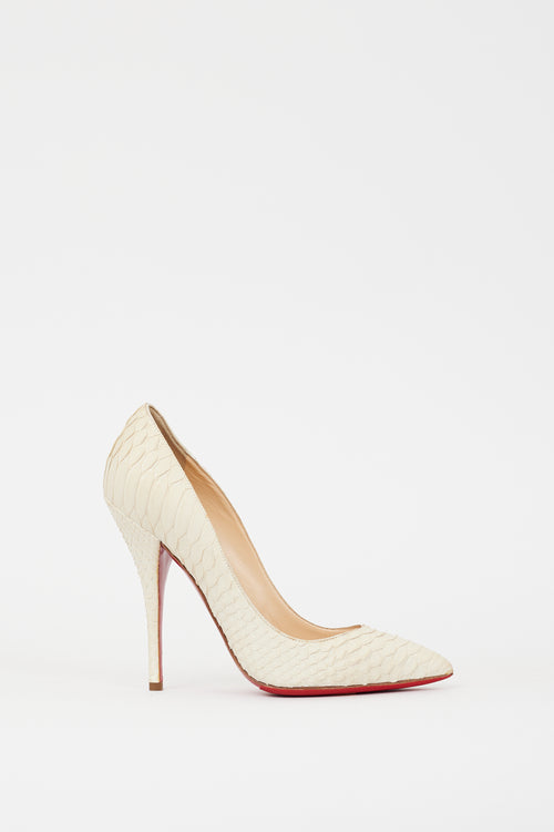 Christian Louboutin Cream Leather So Kate Textured Heel