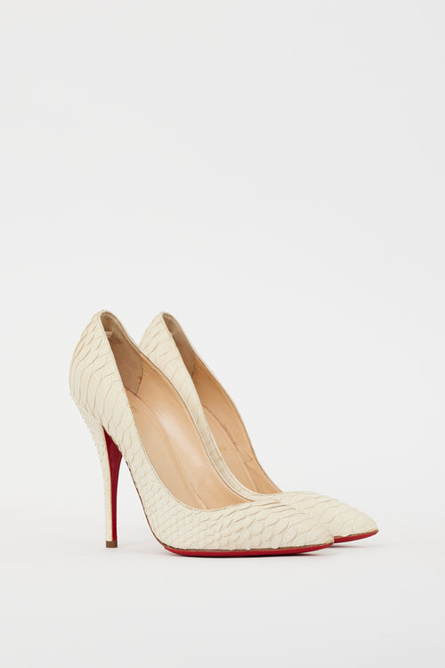 Christian Louboutin Cream Leather So Kate Textured Heel