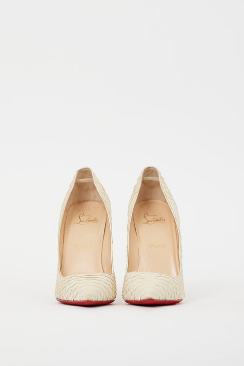 Christian Louboutin Cream Leather So Kate Textured Heel