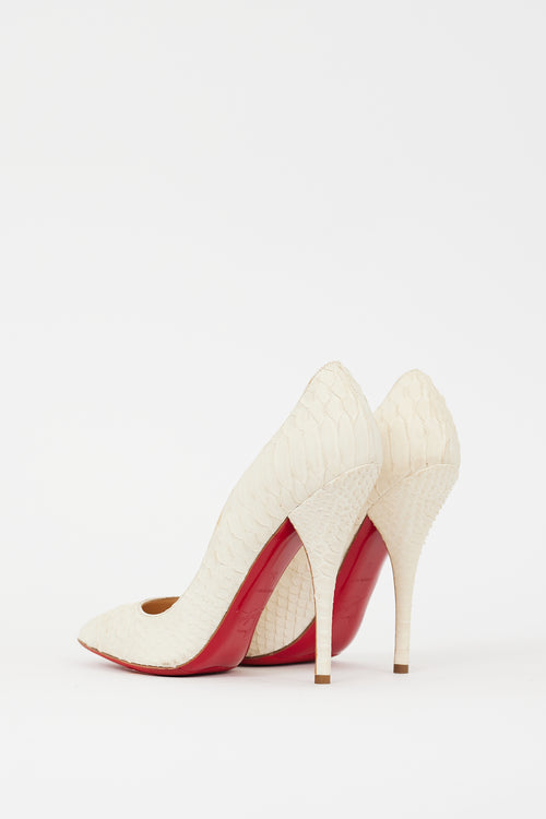 Christian Louboutin Cream Leather So Kate Textured Heel