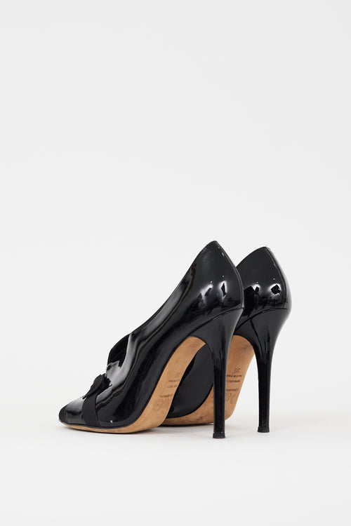 Dolce 
Gabbana Black Patent Leather Bow Heel