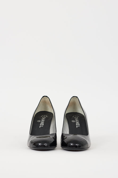 Chanel 2010 Black 
Silver Patent CC Pump